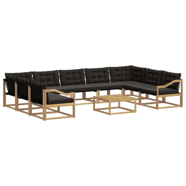 vidaXL Outdoor-Sofagarnitur mit Kissen 10-Tlg Weiß und Schwarz 3389102