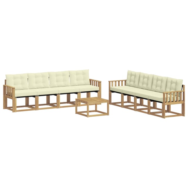 vidaXL Outdoor-Sofagarnitur mit Kissen 9-Tlg Weiß und Creme 3389328
