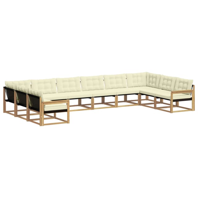 vidaXL Outdoor-Sofagarnitur mit Kissen 10-Tlg Weiß und Creme 3389108