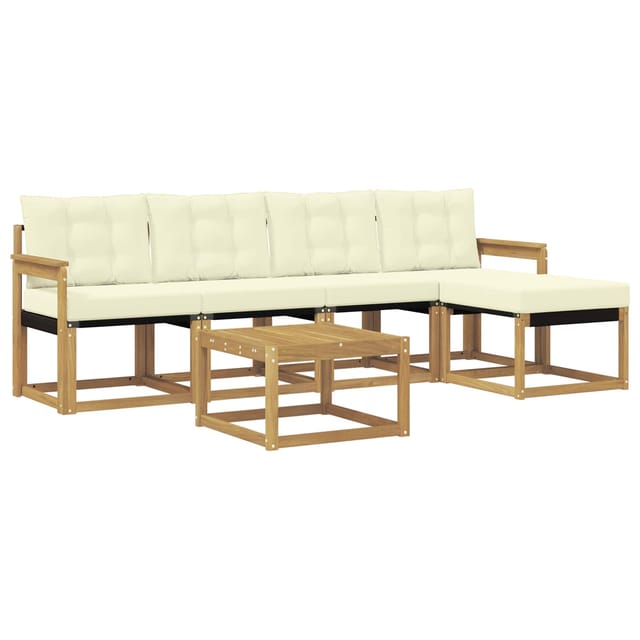vidaXL Outdoor-Sofagarnitur mit Kissen 6-Tlg Weiß und Creme 3389396