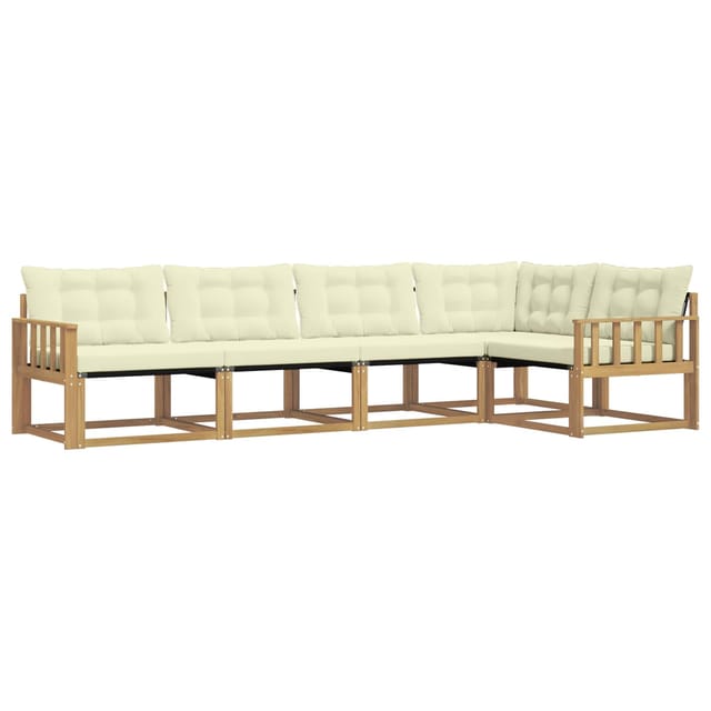 vidaXL Outdoor-Sofagarnitur mit Kissen 5-Tlg Weiß und Creme 3388680