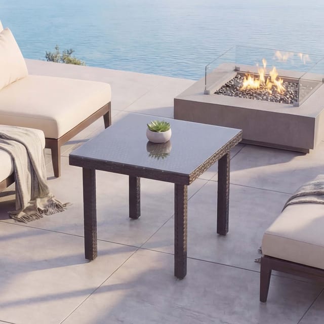 MCW Poly-Rattan Gartentisch Chieti 80x80cm Schwarz