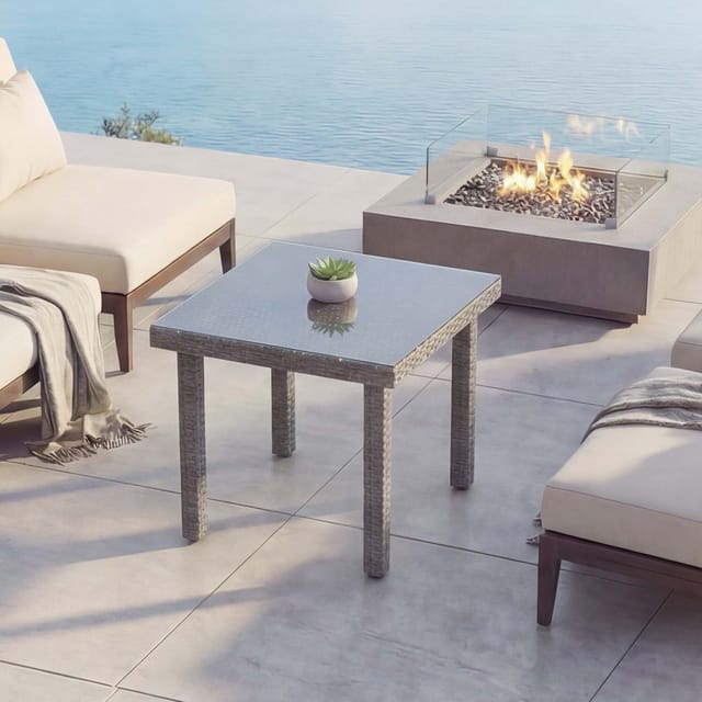 MCW Poly-Rattan Gartentisch Chieti 80x80cm Grau