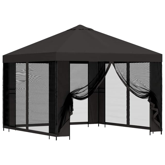 vidaXL Garten Pavillon mit Seitenwänden 3 x 3 m Anthrazit 900363