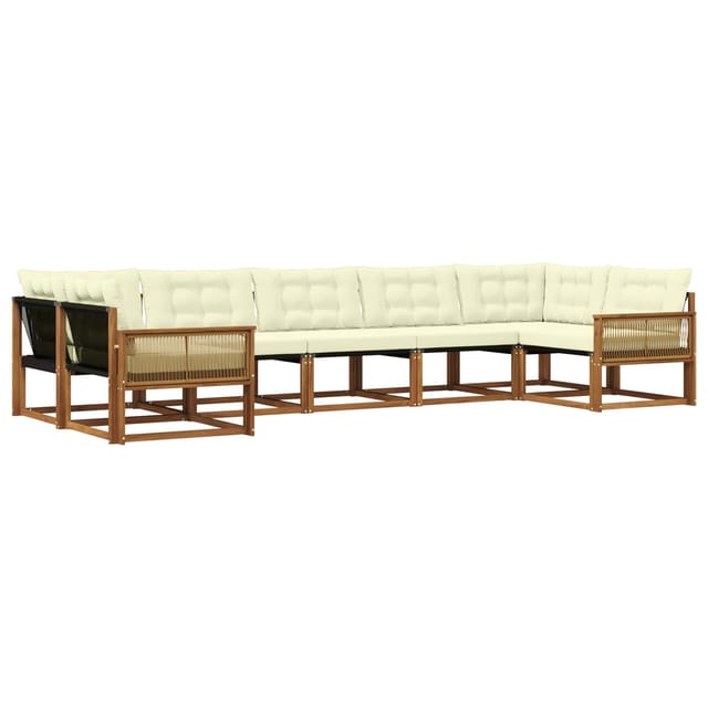 vidaXL Outdoor-Sofagarnitur mit Kissen 7 Stk Natur und Creme 3381666