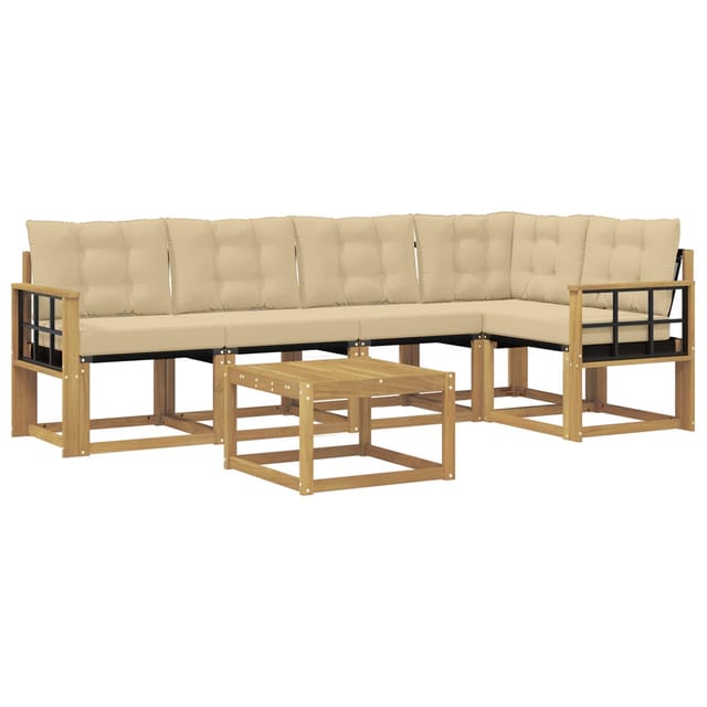 vidaXL Outdoor-Sofagarnitur mit Kissen 6-Tlg Weiß und Beige 3389507
