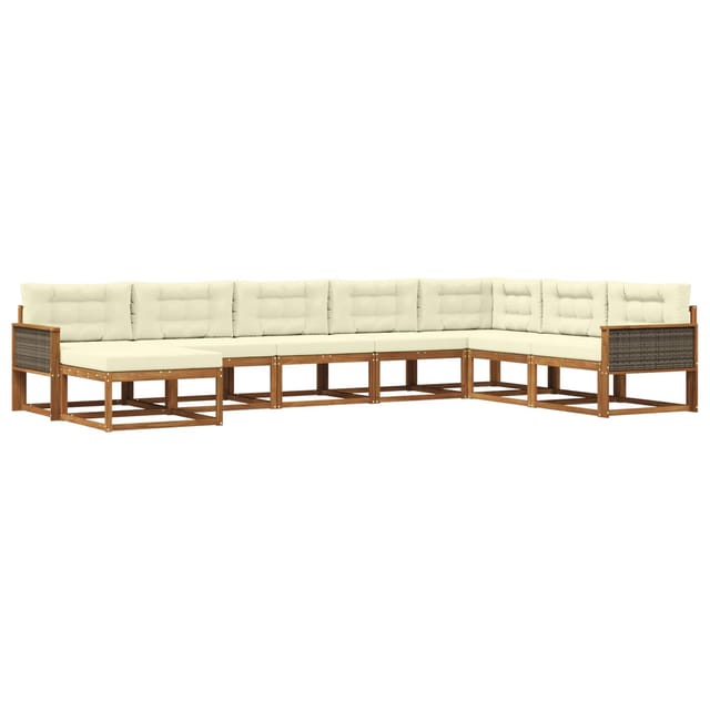 vidaXL Outdoor-Sofagarnitur mit Kissen 8 Stk Natur und Creme 3382798