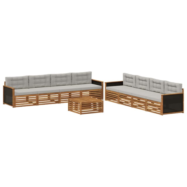 vidaXL Outdoor-Sofagarnitur 9 Stk Natur und Hellgrau Polyester 3383164