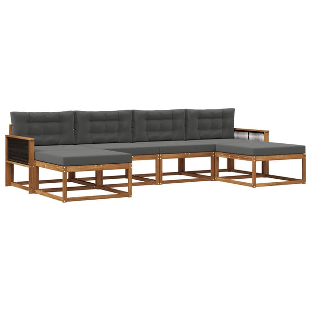 vidaXL Outdoor-Sofagarnitur mit Kissen 6 Stk Natur und Anthrazit 3382785