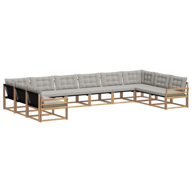 vidaXL Outdoor-Sofagarnitur mit Kissen 10-Tlg Weiß und Hellgrau 3389117