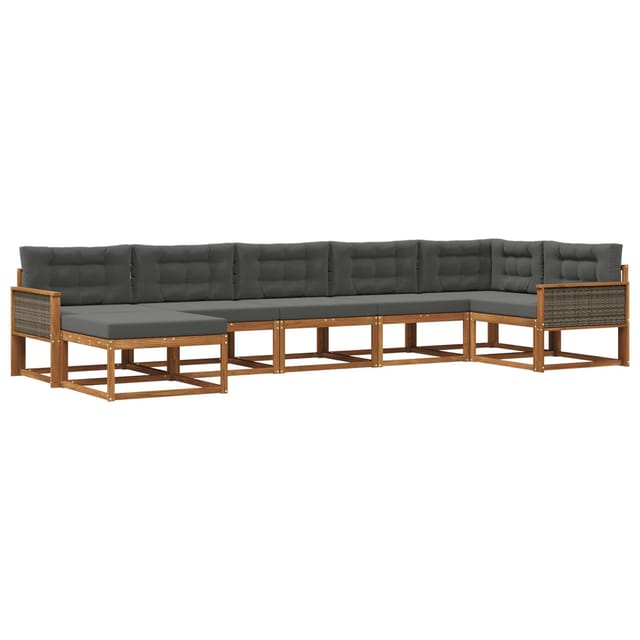 vidaXL Outdoor-Sofagarnitur mit Kissen 7 Stk Natur und Anthrazit 3382740