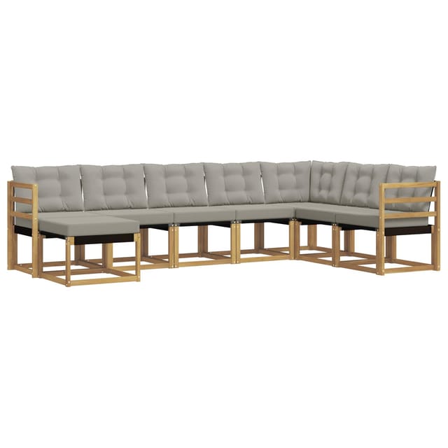 vidaXL Outdoor-Sofagarnitur mit Kissen 8-Tlg Weiß und Hellgrau 3389753