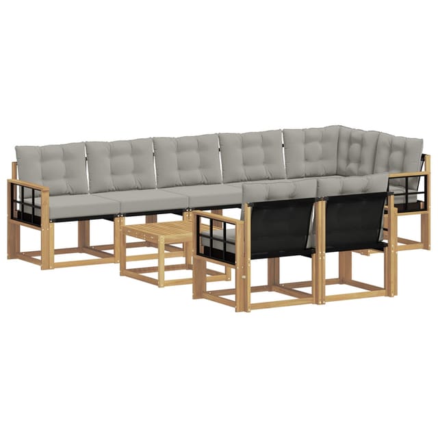 vidaXL Outdoor-Sofagarnitur mit Kissen 9-Tlg Weiß und Hellgrau 3389625