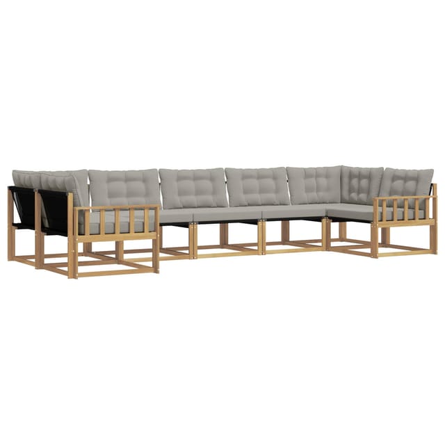 vidaXL Outdoor-Sofagarnitur mit Kissen 7-Tlg Weiß und Hellgrau 3389041