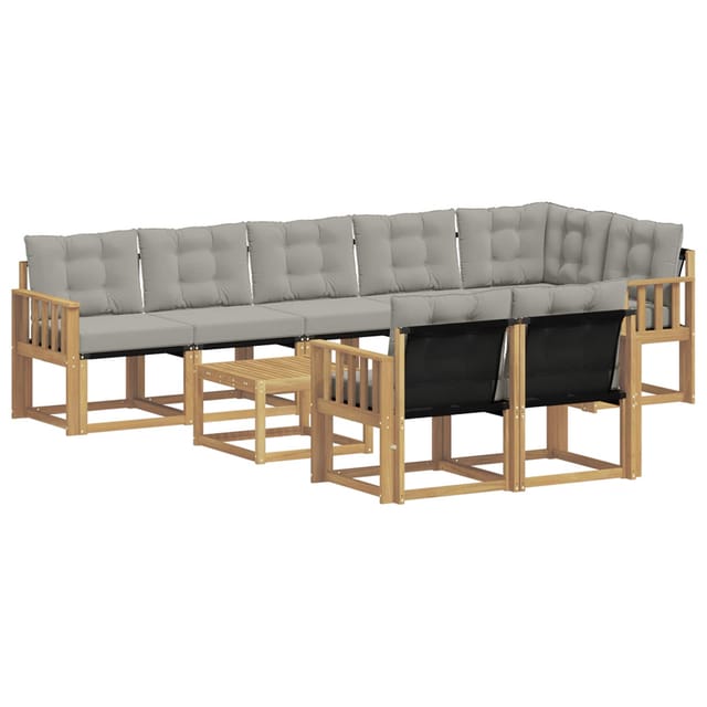 vidaXL Outdoor-Sofagarnitur mit Kissen 9-Tlg Weiß und Hellgrau 3389617