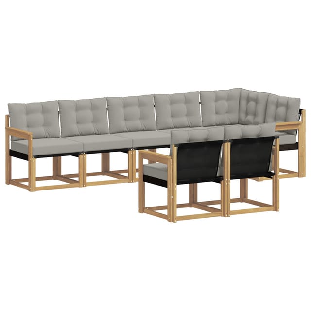 vidaXL Outdoor-Sofagarnitur mit Kissen 8-Tlg Weiß und Hellgrau 3389589