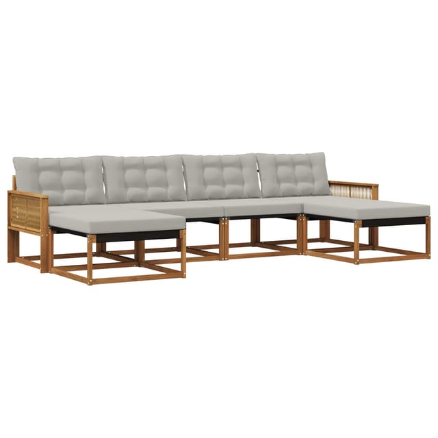 vidaXL Outdoor-Sofagarnitur mit Kissen 6 Stk Natur und Hellgrau 3381603