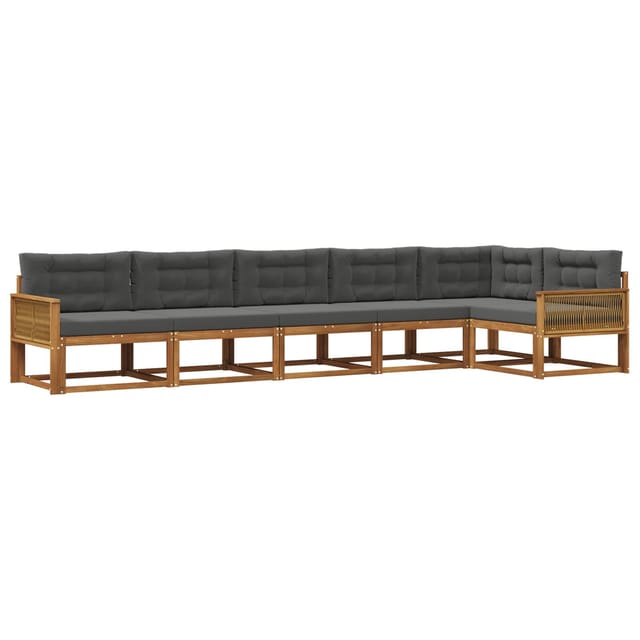 vidaXL Outdoor-Sofagarnitur mit Kissen 6 Stk Natur und Anthrazit 3382610