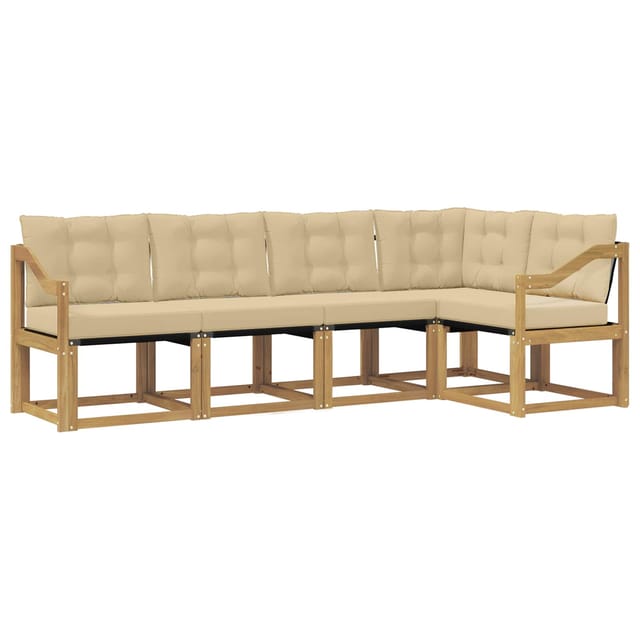 vidaXL Outdoor-Sofagarnitur mit Kissen 5-Tlg Weiß und Beige 3389487