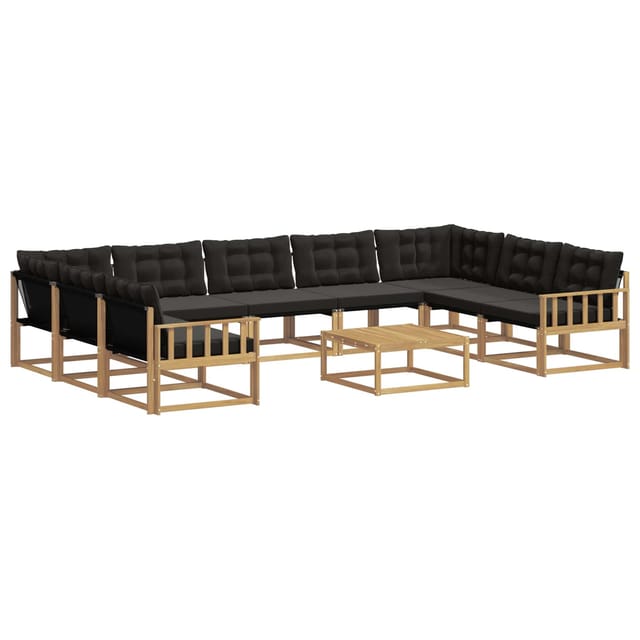 vidaXL Outdoor-Sofagarnitur mit Kissen 10-Tlg Weiß und Schwarz 3389090
