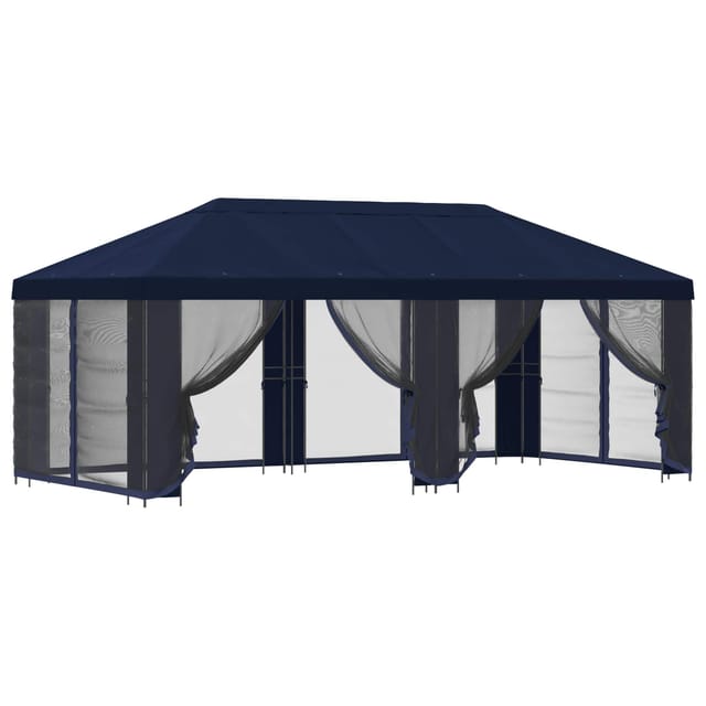vidaXL Pavillon mit Seitenwänden 6 x 3 m Blau Polyester und Stahl 190 3376025