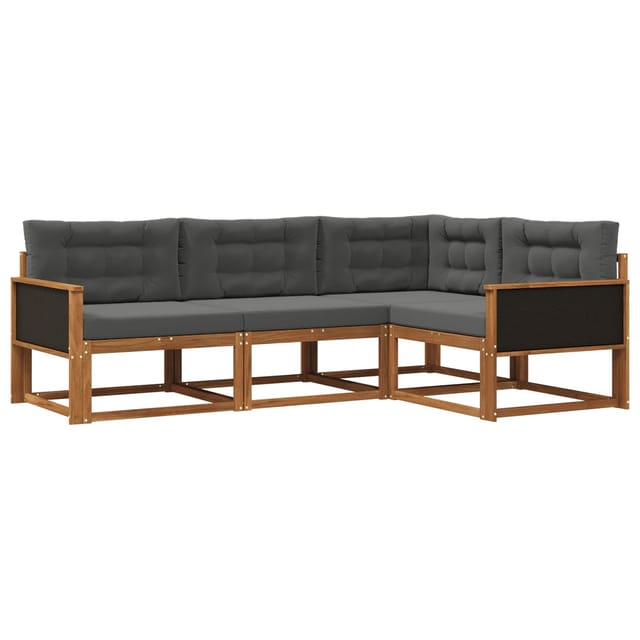 vidaXL Outdoor-Sofagarnitur mit Kissen 4 Stk Natur und Anthrazit 3382515