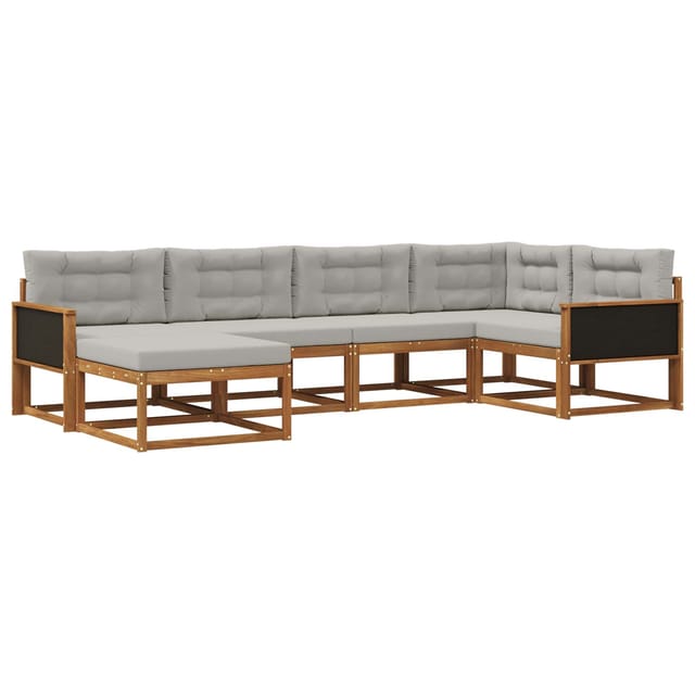 vidaXL Outdoor-Sofagarnitur mit Kissen 6 Stk Natur und Hellgrau 3382694
