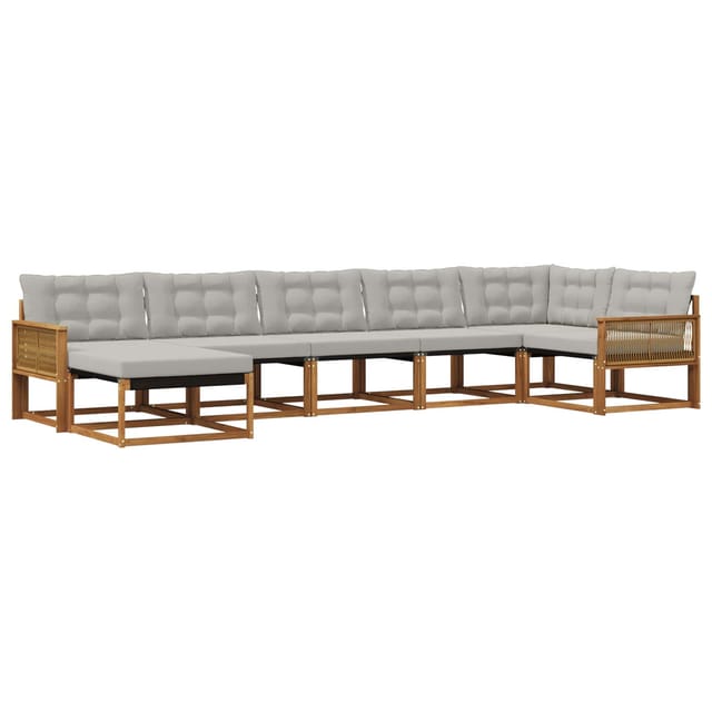 vidaXL Outdoor-Sofagarnitur mit Kissen 7 Stk Natur und Hellgrau 3381571