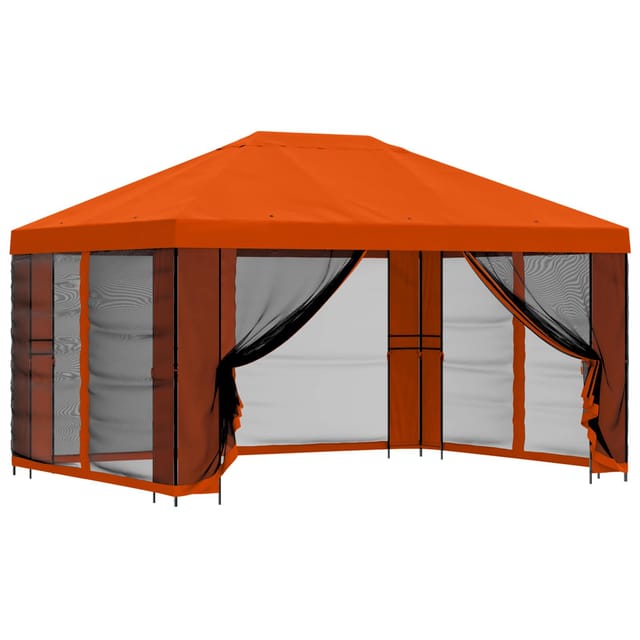 vidaXL Garten Pavillon mit Seitenwänden 4 x 3 m Orange 900393