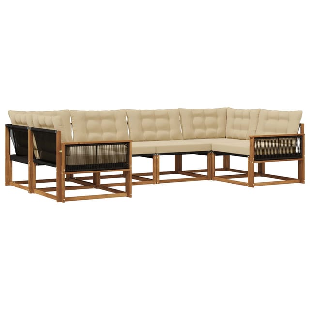 vidaXL Outdoor-Sofagarnitur mit Kissen 6 Stk Natur und Beige 3381649