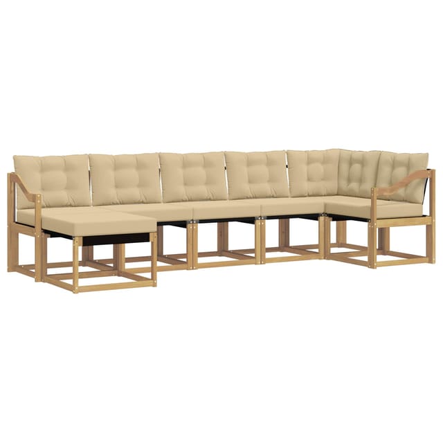 vidaXL Outdoor-Sofagarnitur mit Kissen 7-Tlg Weiß und Beige 3389703