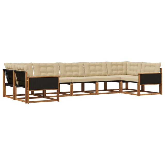 vidaXL Outdoor-Sofagarnitur mit Kissen 7 Stk Natur und Beige 3381657