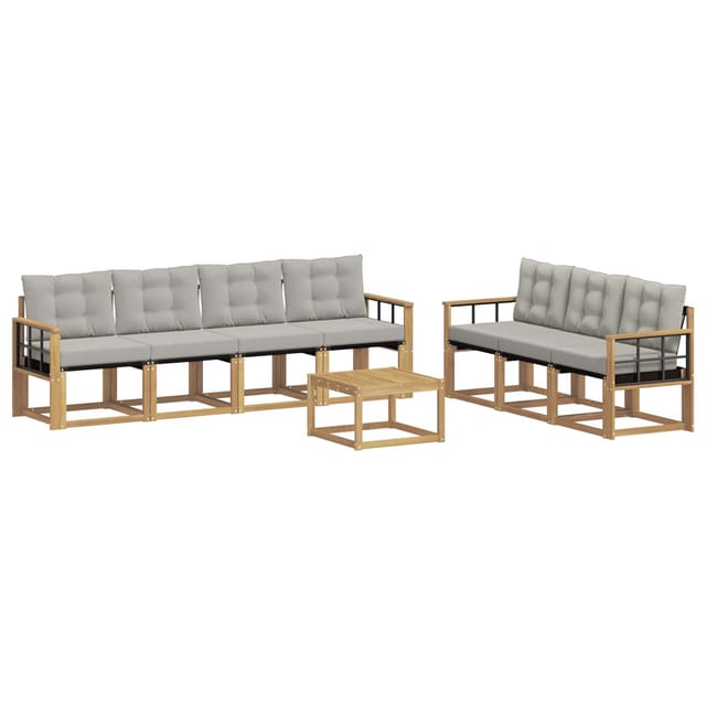 vidaXL Outdoor-Sofagarnitur mit Kissen 8-Tlg Weiß und Hellgrau 3389289