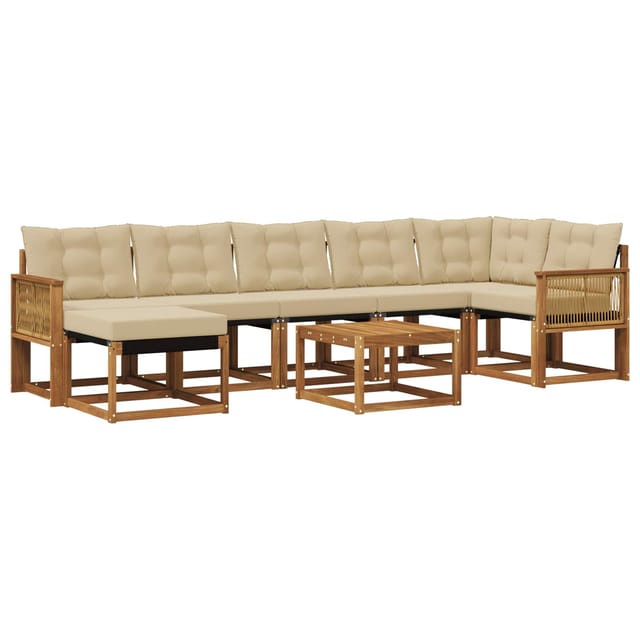 vidaXL Outdoor-Sofagarnitur mit Kissen 8 Stk Natur und Beige 3382117