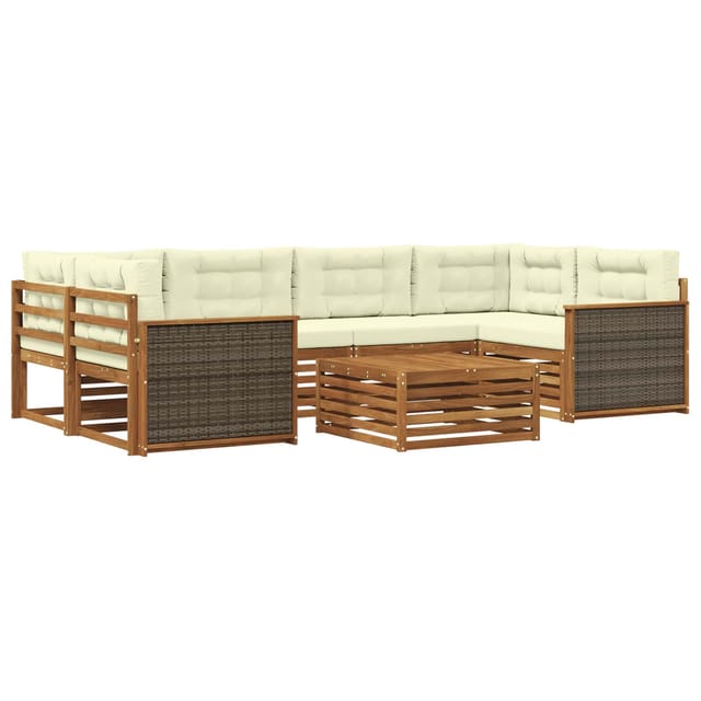 vidaXL Outdoor-Sofagarnitur mit Kissen 7 Stk Natur und Creme 3383078