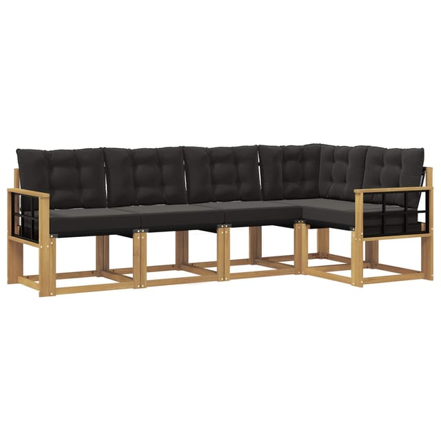 vidaXL Outdoor-Sofagarnitur mit Kissen 5-Tlg Weiß und Schwarz 3389482