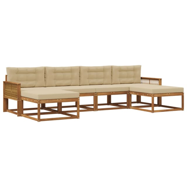 vidaXL Outdoor-Sofagarnitur mit Kissen 6 Stk Natur und Beige 3382791