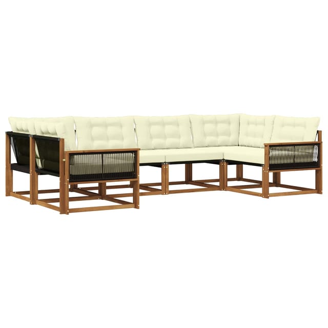 vidaXL Outdoor-Sofagarnitur mit Kissen 6 Stk Natur und Creme 3381646