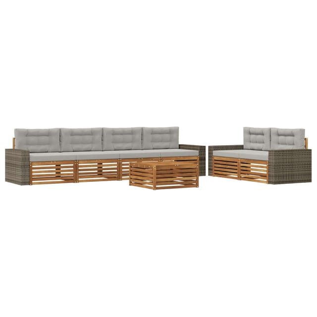 vidaXL Outdoor-Sofagarnitur 7 Stk Natur und Hellgrau Polyester 3383069