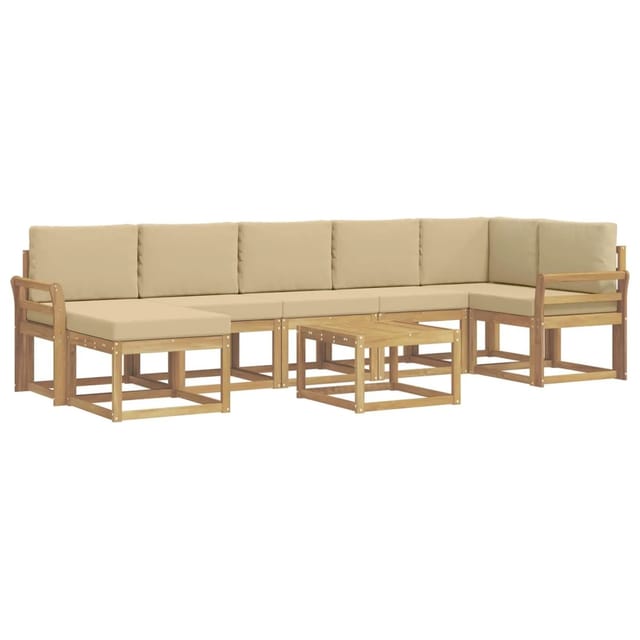 vidaXL Outdoor-Sofagarnitur mit Kissen 8-Tlg Weiß und Beige Polyester 3387982