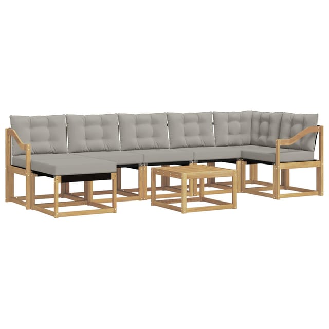 vidaXL Outdoor-Sofagarnitur mit Kissen 8-Tlg Weiß und Hellgrau 3389725