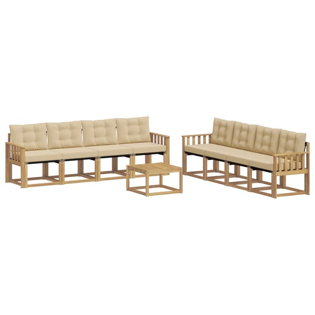 vidaXL Outdoor-Sofagarnitur mit Kissen 9-Tlg Weiß und Beige 3389331