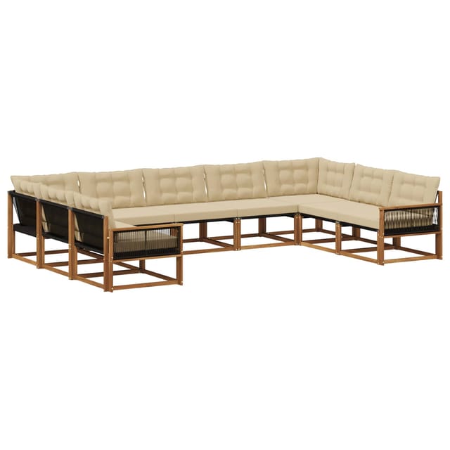 vidaXL Outdoor-Sofagarnitur mit Kissen 9 Stk Natur und Beige 3381681