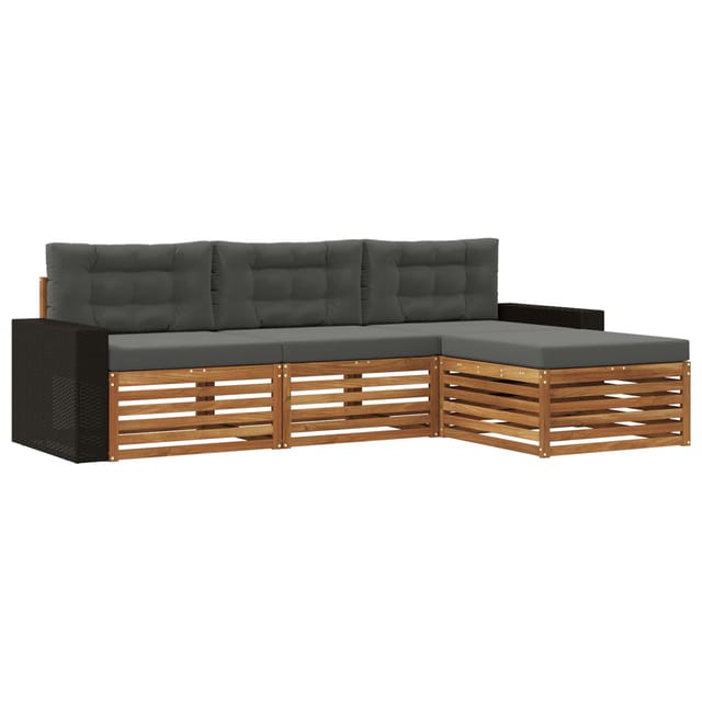 vidaXL Outdoor-Sofagarnitur 4 Stk Natur und Anthrazit Polyester 3383215