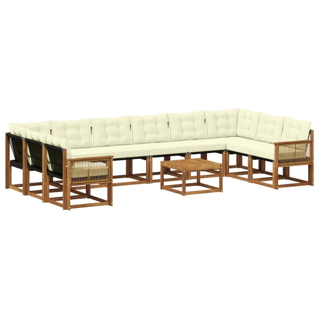 vidaXL Outdoor-Sofagarnitur mit Kissen 11 Stk Natur und Creme 3382258