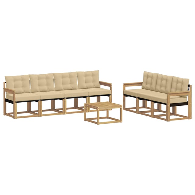 vidaXL Outdoor-Sofagarnitur mit Kissen 8-Tlg Weiß und Beige 3389279