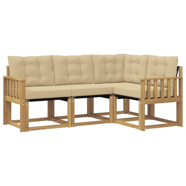 vidaXL Outdoor-Sofagarnitur mit Kissen 4-Tlg Weiß und Beige 3389427