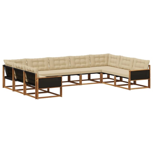 vidaXL Outdoor-Sofagarnitur mit Kissen 9 Stk Natur und Beige 3381673