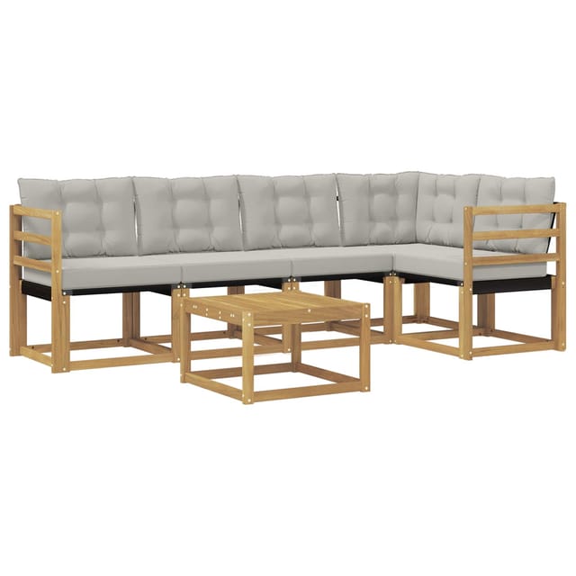vidaXL Outdoor-Sofagarnitur mit Kissen 6-Tlg Weiß und Hellgrau 3389489