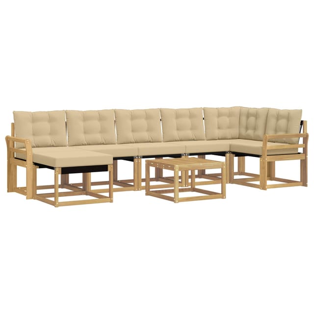 vidaXL Outdoor-Sofagarnitur mit Kissen 8-Tlg Weiß und Beige 3389719
